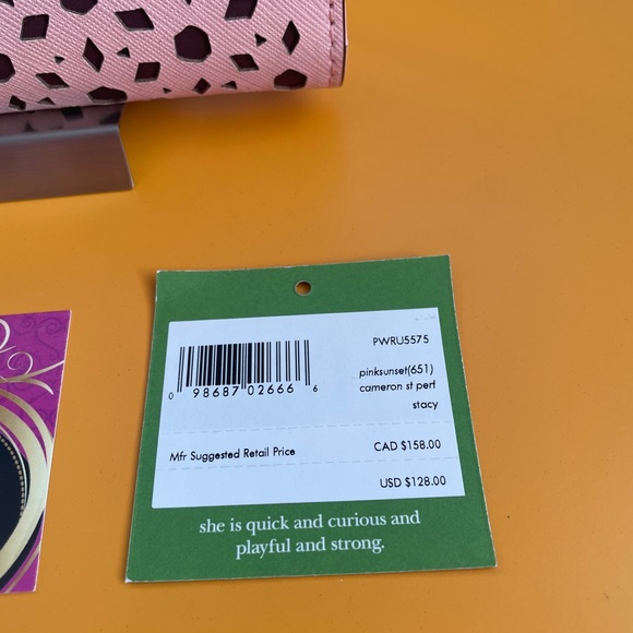 NWT Kate Spade Cameron Street Perforated Stacy Wallet PWRU5575 Pink - Picture 4 of 4